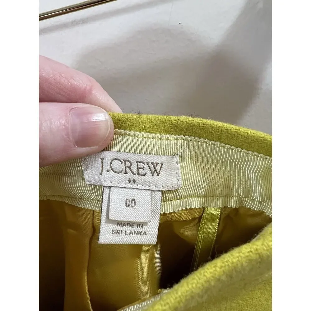 J. Crew Women’s Wool Skirt Size XS‎ 00 Mustard Yellow Preppy Vibrant Mod Office